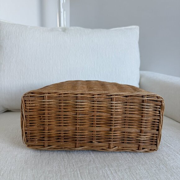 Kate Spade Wicker Basket Bag with Tortoise Handles & Paisley Interior - Picture 10 of 10